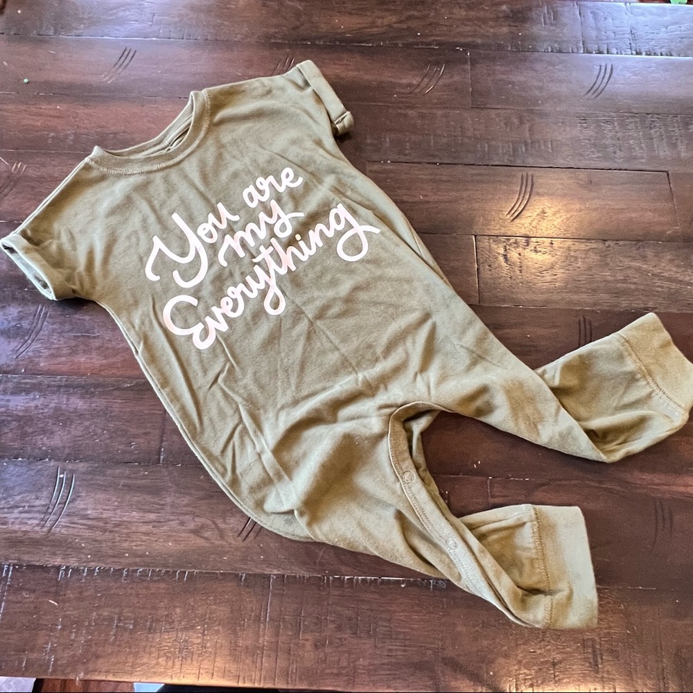 Cat & Jack Olive and White and Black Romper Set